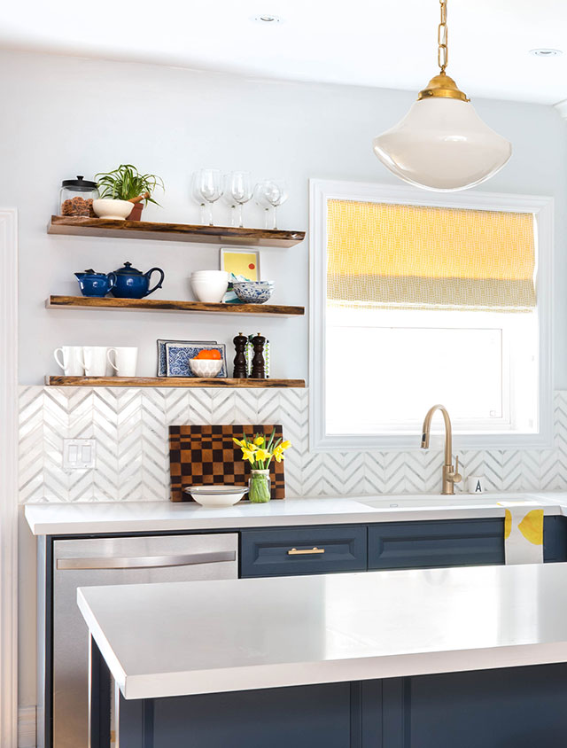 Marble chevron kitchen  backsplash